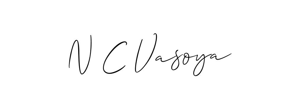 How to make N C Vasoya name signature. Use Allison_Script style for creating short signs online. This is the latest handwritten sign. N C Vasoya signature style 2 images and pictures png