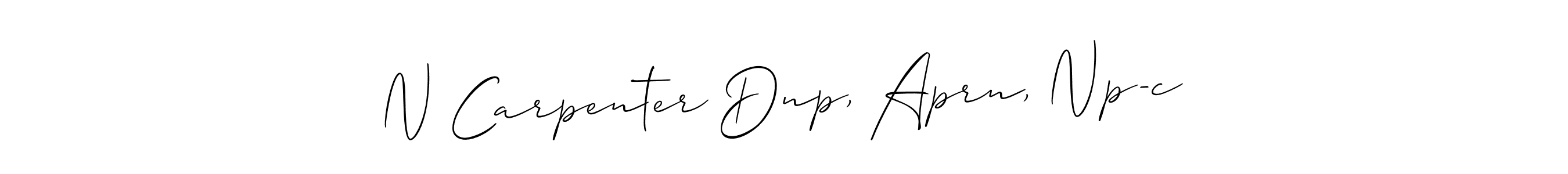 Use a signature maker to create a handwritten signature online. With this signature software, you can design (Allison_Script) your own signature for name N Carpenter Dnp, Aprn, Np-c. N Carpenter Dnp, Aprn, Np-c signature style 2 images and pictures png