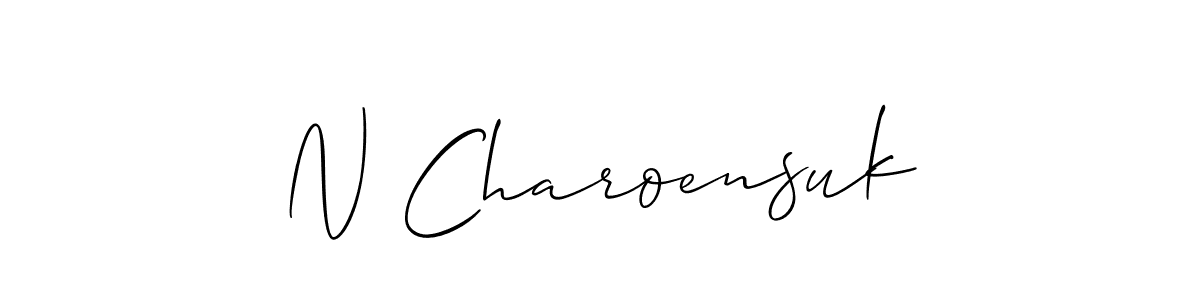 if you are searching for the best signature style for your name N Charoensuk. so please give up your signature search. here we have designed multiple signature styles  using Allison_Script. N Charoensuk signature style 2 images and pictures png