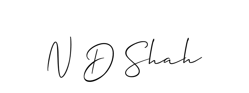 Make a beautiful signature design for name N D Shah. With this signature (Allison_Script) style, you can create a handwritten signature for free. N D Shah signature style 2 images and pictures png