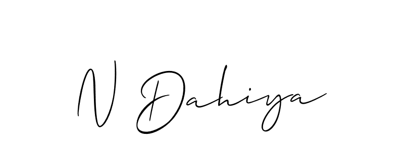 Use a signature maker to create a handwritten signature online. With this signature software, you can design (Allison_Script) your own signature for name N Dahiya. N Dahiya signature style 2 images and pictures png