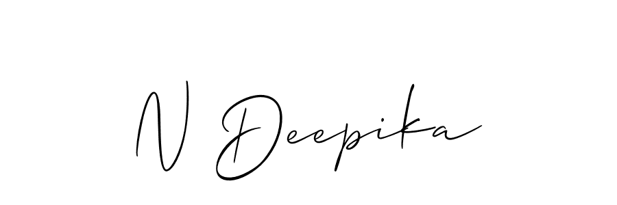 Also You can easily find your signature by using the search form. We will create N Deepika name handwritten signature images for you free of cost using Allison_Script sign style. N Deepika signature style 2 images and pictures png