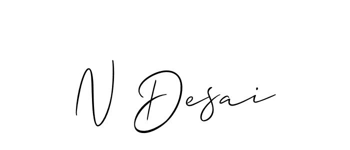 How to make N Desai name signature. Use Allison_Script style for creating short signs online. This is the latest handwritten sign. N Desai signature style 2 images and pictures png