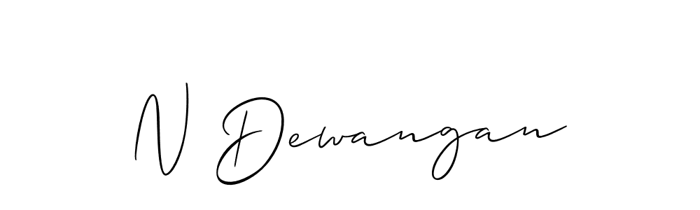 The best way (Allison_Script) to make a short signature is to pick only two or three words in your name. The name N Dewangan include a total of six letters. For converting this name. N Dewangan signature style 2 images and pictures png