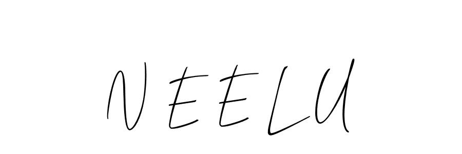 if you are searching for the best signature style for your name N E E L U. so please give up your signature search. here we have designed multiple signature styles  using Allison_Script. N E E L U signature style 2 images and pictures png