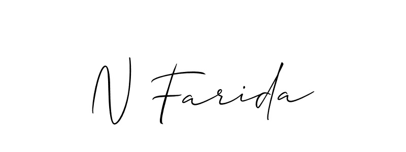 The best way (Allison_Script) to make a short signature is to pick only two or three words in your name. The name N Farida include a total of six letters. For converting this name. N Farida signature style 2 images and pictures png