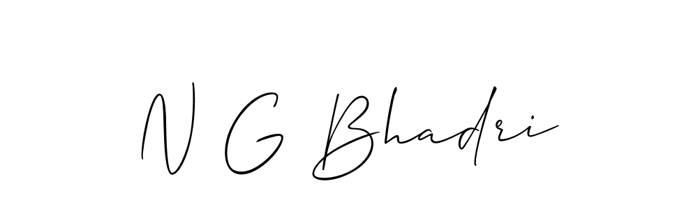 You should practise on your own different ways (Allison_Script) to write your name (N G Bhadri) in signature. don't let someone else do it for you. N G Bhadri signature style 2 images and pictures png