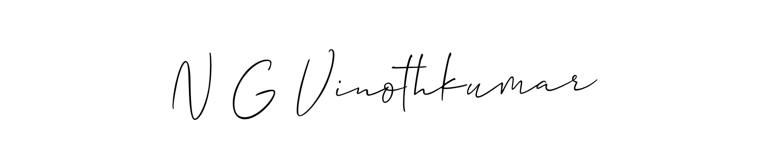 Make a short N G Vinothkumar signature style. Manage your documents anywhere anytime using Allison_Script. Create and add eSignatures, submit forms, share and send files easily. N G Vinothkumar signature style 2 images and pictures png
