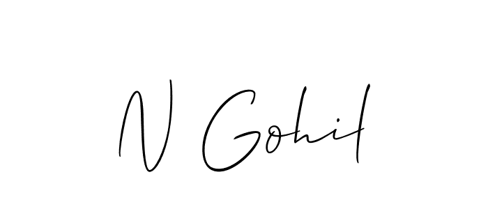 How to Draw N Gohil signature style? Allison_Script is a latest design signature styles for name N Gohil. N Gohil signature style 2 images and pictures png