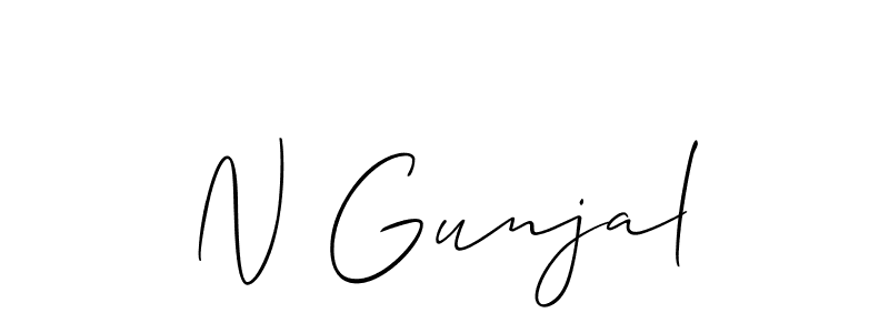 Use a signature maker to create a handwritten signature online. With this signature software, you can design (Allison_Script) your own signature for name N Gunjal. N Gunjal signature style 2 images and pictures png