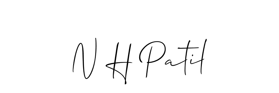 The best way (Allison_Script) to make a short signature is to pick only two or three words in your name. The name N H Patil include a total of six letters. For converting this name. N H Patil signature style 2 images and pictures png
