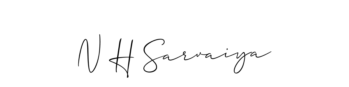 How to make N H Sarvaiya name signature. Use Allison_Script style for creating short signs online. This is the latest handwritten sign. N H Sarvaiya signature style 2 images and pictures png