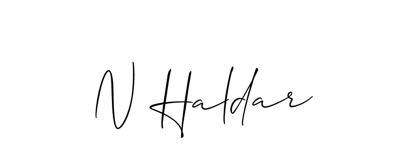 if you are searching for the best signature style for your name N Haldar. so please give up your signature search. here we have designed multiple signature styles  using Allison_Script. N Haldar signature style 2 images and pictures png