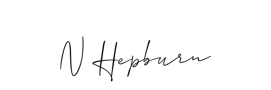 The best way (Allison_Script) to make a short signature is to pick only two or three words in your name. The name N Hepburn include a total of six letters. For converting this name. N Hepburn signature style 2 images and pictures png