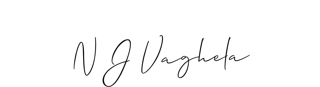 How to make N J Vaghela name signature. Use Allison_Script style for creating short signs online. This is the latest handwritten sign. N J Vaghela signature style 2 images and pictures png