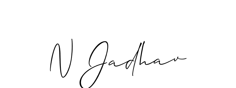 Also You can easily find your signature by using the search form. We will create N Jadhav name handwritten signature images for you free of cost using Allison_Script sign style. N Jadhav signature style 2 images and pictures png