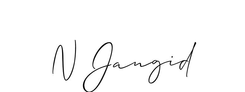 Make a short N Jangid signature style. Manage your documents anywhere anytime using Allison_Script. Create and add eSignatures, submit forms, share and send files easily. N Jangid signature style 2 images and pictures png