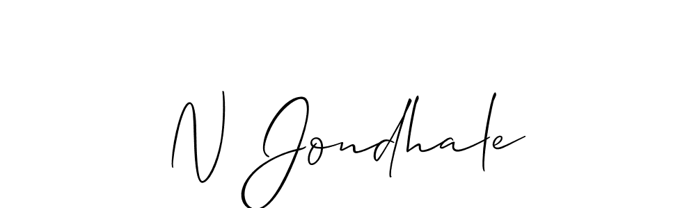 if you are searching for the best signature style for your name N Jondhale. so please give up your signature search. here we have designed multiple signature styles  using Allison_Script. N Jondhale signature style 2 images and pictures png