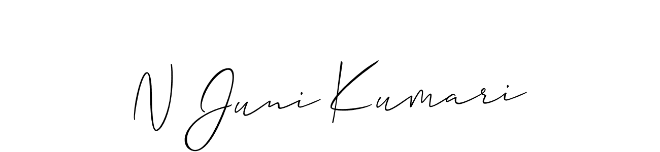 if you are searching for the best signature style for your name N Juni Kumari. so please give up your signature search. here we have designed multiple signature styles  using Allison_Script. N Juni Kumari signature style 2 images and pictures png