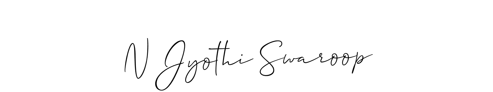 How to make N Jyothi Swaroop name signature. Use Allison_Script style for creating short signs online. This is the latest handwritten sign. N Jyothi Swaroop signature style 2 images and pictures png