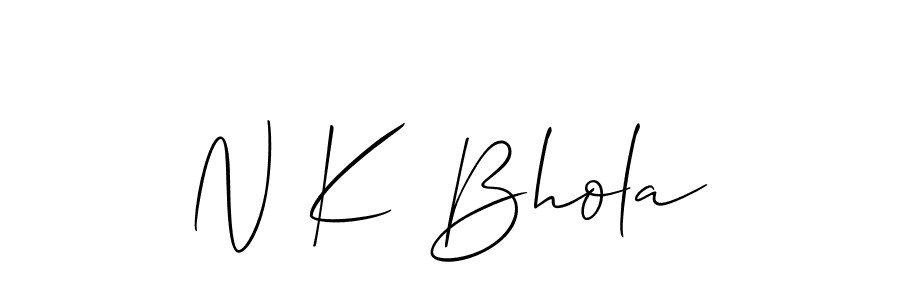 How to make N K Bhola name signature. Use Allison_Script style for creating short signs online. This is the latest handwritten sign. N K Bhola signature style 2 images and pictures png