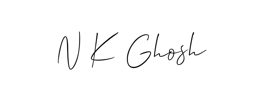 The best way (Allison_Script) to make a short signature is to pick only two or three words in your name. The name N K Ghosh include a total of six letters. For converting this name. N K Ghosh signature style 2 images and pictures png