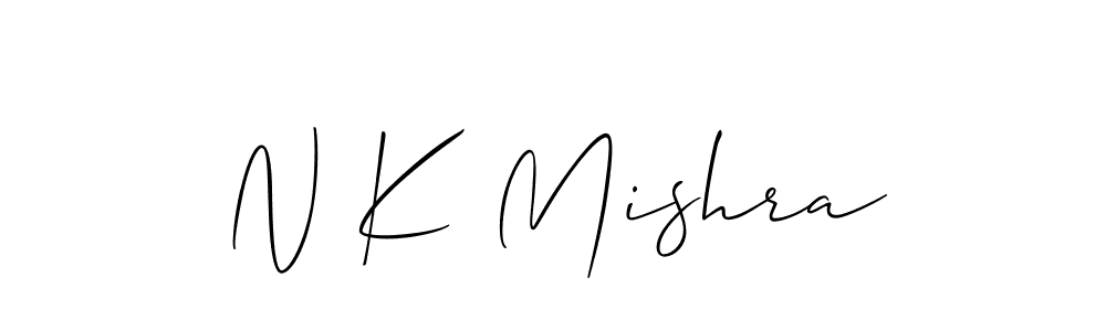 The best way (Allison_Script) to make a short signature is to pick only two or three words in your name. The name N K Mishra include a total of six letters. For converting this name. N K Mishra signature style 2 images and pictures png