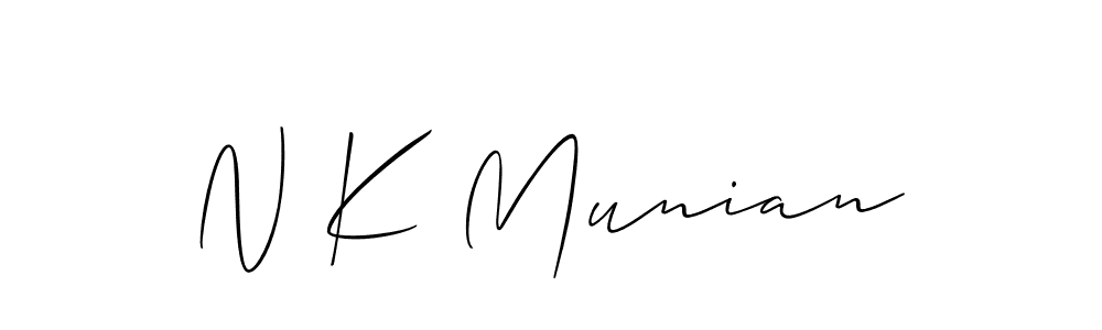 Also we have N K Munian name is the best signature style. Create professional handwritten signature collection using Allison_Script autograph style. N K Munian signature style 2 images and pictures png
