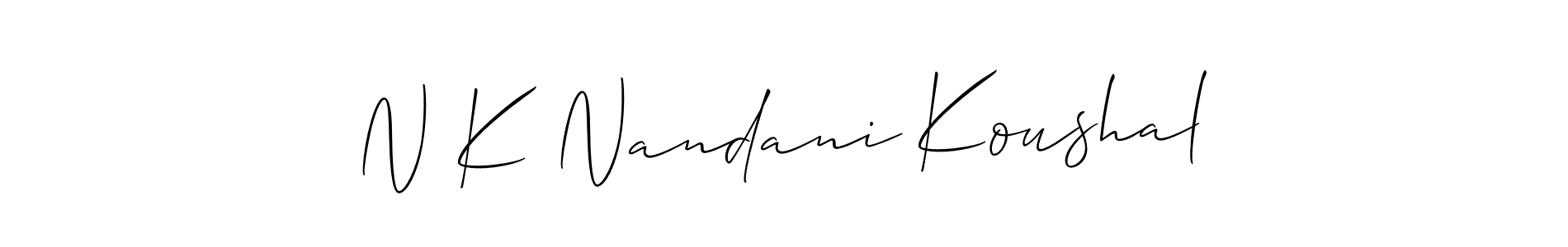 How to Draw N K Nandani Koushal signature style? Allison_Script is a latest design signature styles for name N K Nandani Koushal. N K Nandani Koushal signature style 2 images and pictures png