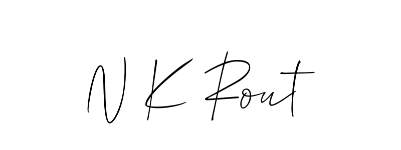 The best way (Allison_Script) to make a short signature is to pick only two or three words in your name. The name N K Rout include a total of six letters. For converting this name. N K Rout signature style 2 images and pictures png
