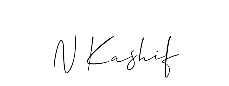 The best way (Allison_Script) to make a short signature is to pick only two or three words in your name. The name N Kashif include a total of six letters. For converting this name. N Kashif signature style 2 images and pictures png