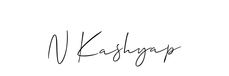 Use a signature maker to create a handwritten signature online. With this signature software, you can design (Allison_Script) your own signature for name N Kashyap. N Kashyap signature style 2 images and pictures png
