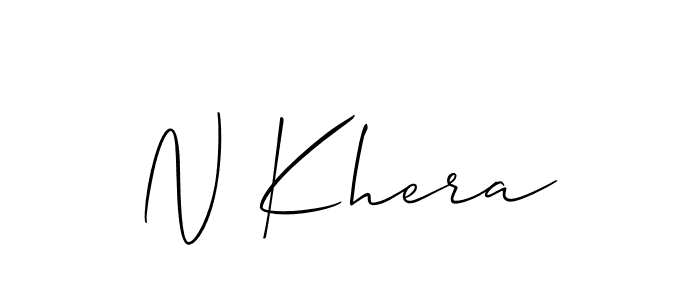 Create a beautiful signature design for name N Khera. With this signature (Allison_Script) fonts, you can make a handwritten signature for free. N Khera signature style 2 images and pictures png