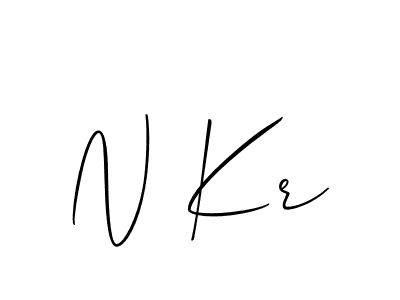 if you are searching for the best signature style for your name N Kr. so please give up your signature search. here we have designed multiple signature styles  using Allison_Script. N Kr signature style 2 images and pictures png