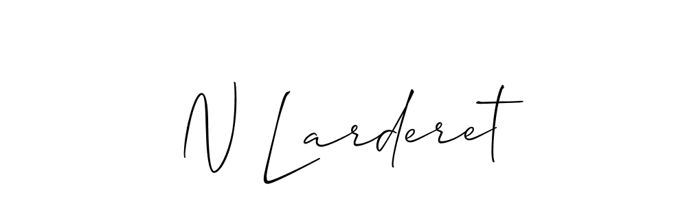Use a signature maker to create a handwritten signature online. With this signature software, you can design (Allison_Script) your own signature for name N Larderet. N Larderet signature style 2 images and pictures png