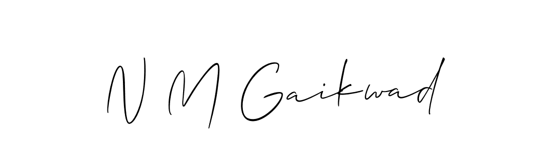 The best way (Allison_Script) to make a short signature is to pick only two or three words in your name. The name N M Gaikwad include a total of six letters. For converting this name. N M Gaikwad signature style 2 images and pictures png