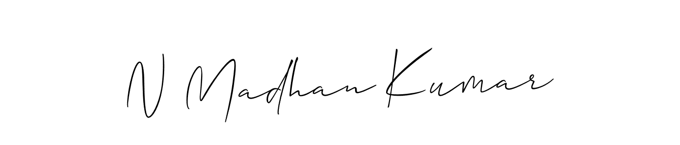 Make a beautiful signature design for name N Madhan Kumar. With this signature (Allison_Script) style, you can create a handwritten signature for free. N Madhan Kumar signature style 2 images and pictures png