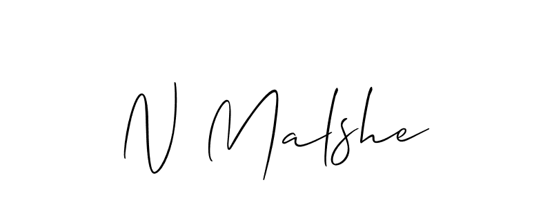 Allison_Script is a professional signature style that is perfect for those who want to add a touch of class to their signature. It is also a great choice for those who want to make their signature more unique. Get N Malshe name to fancy signature for free. N Malshe signature style 2 images and pictures png