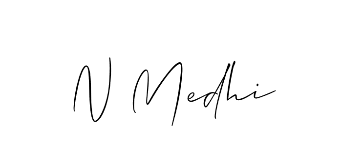 How to make N Medhi name signature. Use Allison_Script style for creating short signs online. This is the latest handwritten sign. N Medhi signature style 2 images and pictures png