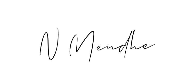 if you are searching for the best signature style for your name N Mendhe. so please give up your signature search. here we have designed multiple signature styles  using Allison_Script. N Mendhe signature style 2 images and pictures png