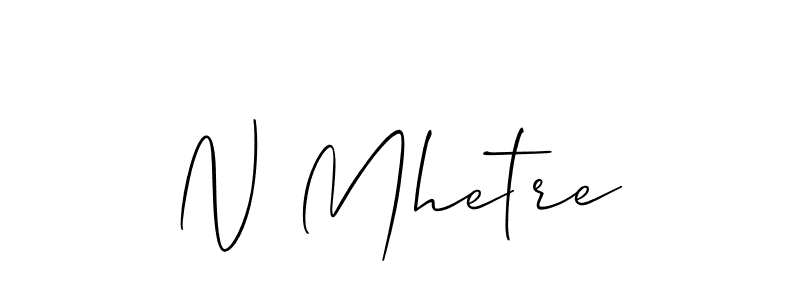 The best way (Allison_Script) to make a short signature is to pick only two or three words in your name. The name N Mhetre include a total of six letters. For converting this name. N Mhetre signature style 2 images and pictures png