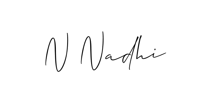 Make a beautiful signature design for name N Nadhi. With this signature (Allison_Script) style, you can create a handwritten signature for free. N Nadhi signature style 2 images and pictures png