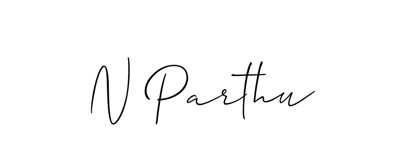 if you are searching for the best signature style for your name N Parthu. so please give up your signature search. here we have designed multiple signature styles  using Allison_Script. N Parthu signature style 2 images and pictures png