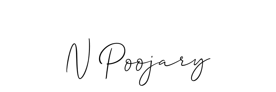 Also You can easily find your signature by using the search form. We will create N Poojary name handwritten signature images for you free of cost using Allison_Script sign style. N Poojary signature style 2 images and pictures png