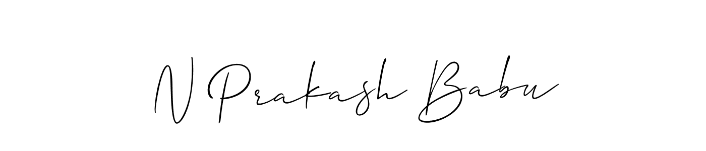 Create a beautiful signature design for name N Prakash Babu. With this signature (Allison_Script) fonts, you can make a handwritten signature for free. N Prakash Babu signature style 2 images and pictures png