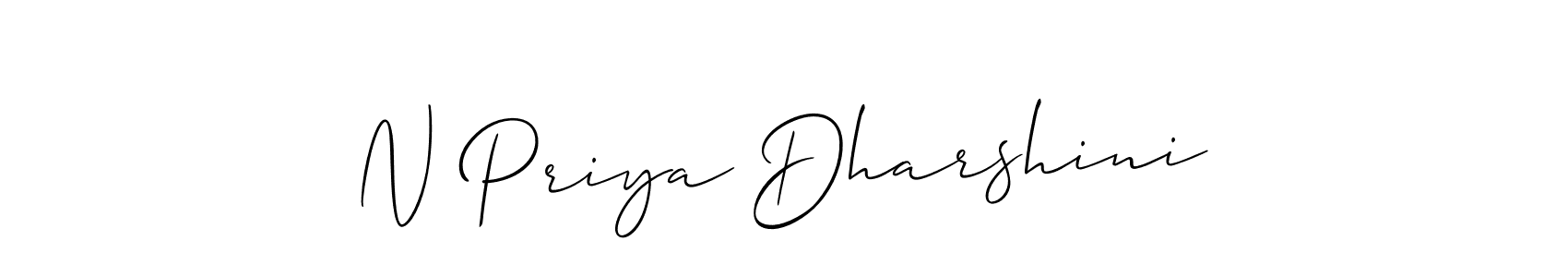 How to make N Priya Dharshini name signature. Use Allison_Script style for creating short signs online. This is the latest handwritten sign. N Priya Dharshini signature style 2 images and pictures png