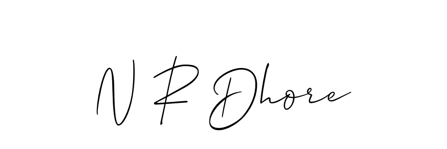 You should practise on your own different ways (Allison_Script) to write your name (N R Dhore) in signature. don't let someone else do it for you. N R Dhore signature style 2 images and pictures png