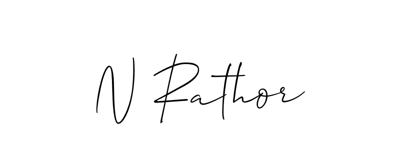 Make a beautiful signature design for name N Rathor. With this signature (Allison_Script) style, you can create a handwritten signature for free. N Rathor signature style 2 images and pictures png