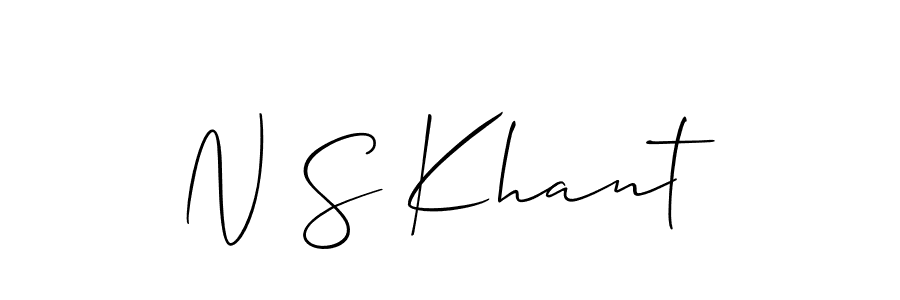 Also You can easily find your signature by using the search form. We will create N S Khant name handwritten signature images for you free of cost using Allison_Script sign style. N S Khant signature style 2 images and pictures png