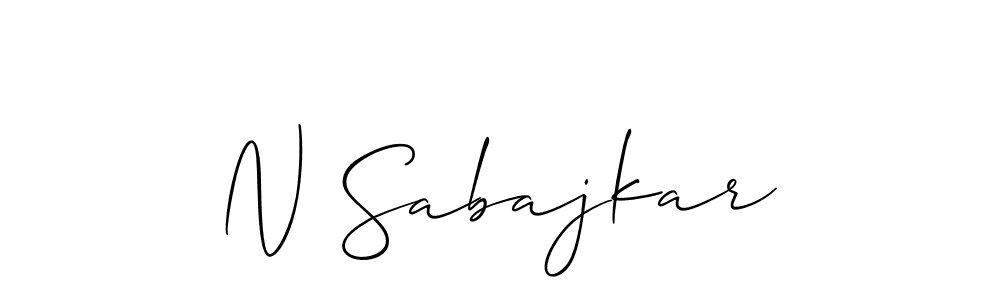 Also You can easily find your signature by using the search form. We will create N Sabajkar name handwritten signature images for you free of cost using Allison_Script sign style. N Sabajkar signature style 2 images and pictures png